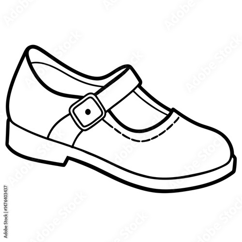 Mary Janes Black Silhouette Vector on White Background