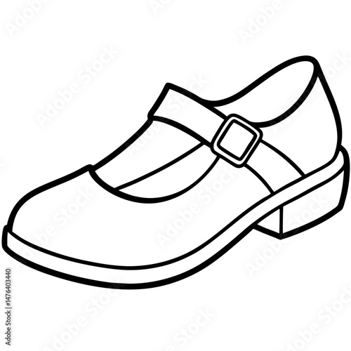 Mary Janes Black Silhouette Vector on White Background