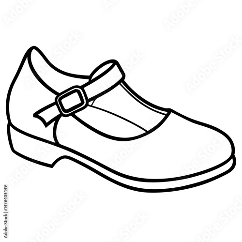 Mary Janes Black Silhouette Vector on White Background