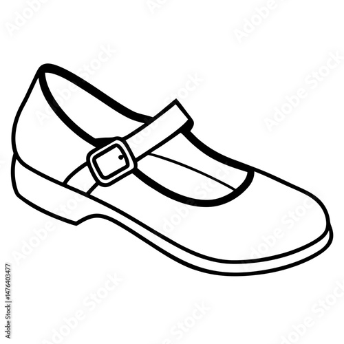 Mary Janes Black Silhouette Vector on White Background