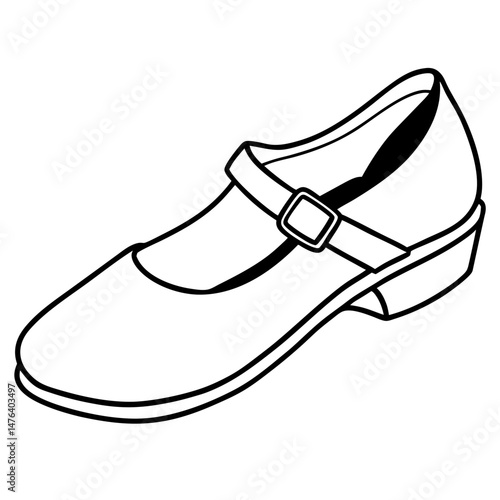 Mary Janes Black Silhouette Vector on White Background
