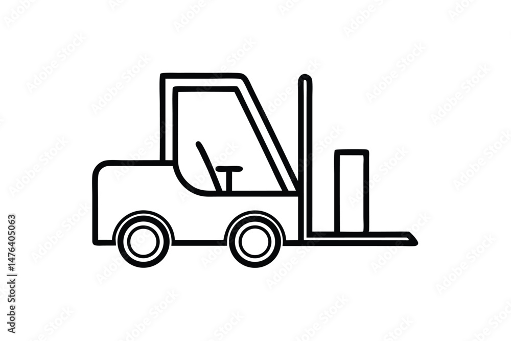 Isolated yellow forklift machine is a vector illustration for industrial transportation and warehouse cargo lift Isolated yellow forklift machine is a vector illustration for industrial transportation and warehouse cargo lift