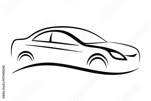 Modern Taxi Logo with Sleek Car Outline and Minimalistic Design
