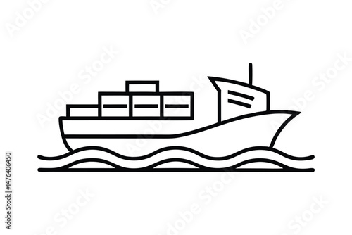 Ocean Freight Transport Logo in Sleek Monoline Cargo Design
