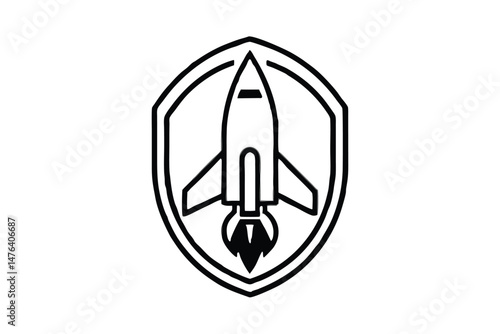 Futuristic Rocket Aviation Logo with Space Travel Design
