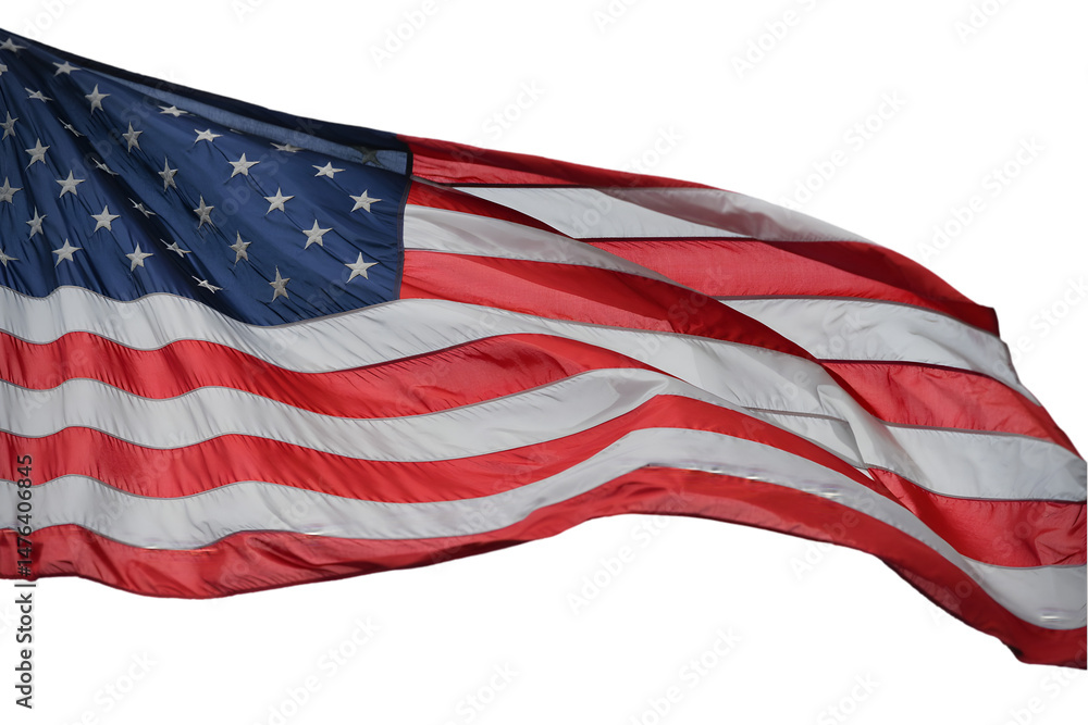 Obraz premium Waving American Flag Close Up Isolated On White Background Perfect For Fourth Of July