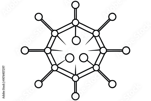 Minimal Line Art of Bacteriophage Virus Structure
