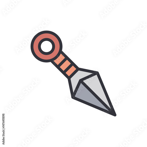 Stylized Kunai Illustration Weapon For Ninja Assassins On Transparent