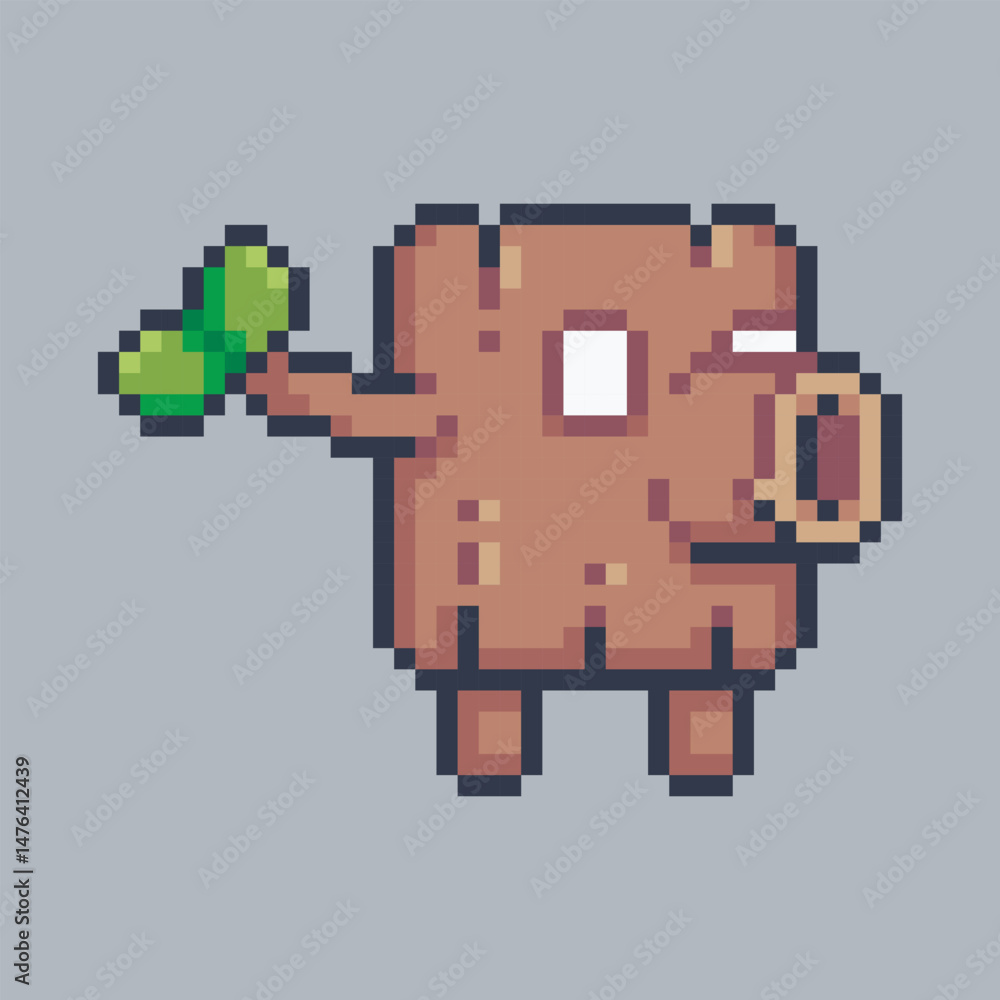 Fototapeta premium Trunk monster character in pixel art style with isolated background