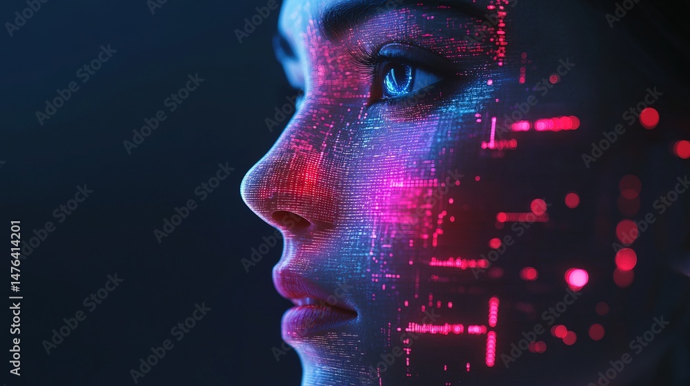 AI assistant projecting real-time data statistics using holographic visualizations, cyber-tech concept AI assistant projecting real-time data statistics using holographic visualizations, cyber-tech concept