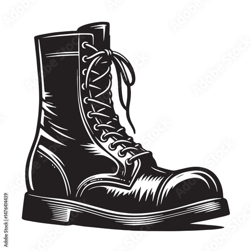 Boots Silhouette line art vector illustration on white background