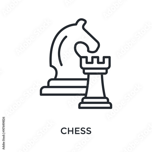 Chess Icon Outline Style. Vector Illustration For Graphic Design