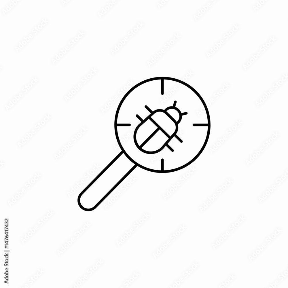 bug magnifier icon sign vector bug magnifier icon sign vector
