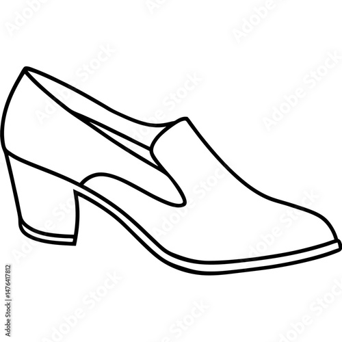 Black Court Shoes Silhouette Vector on White Background