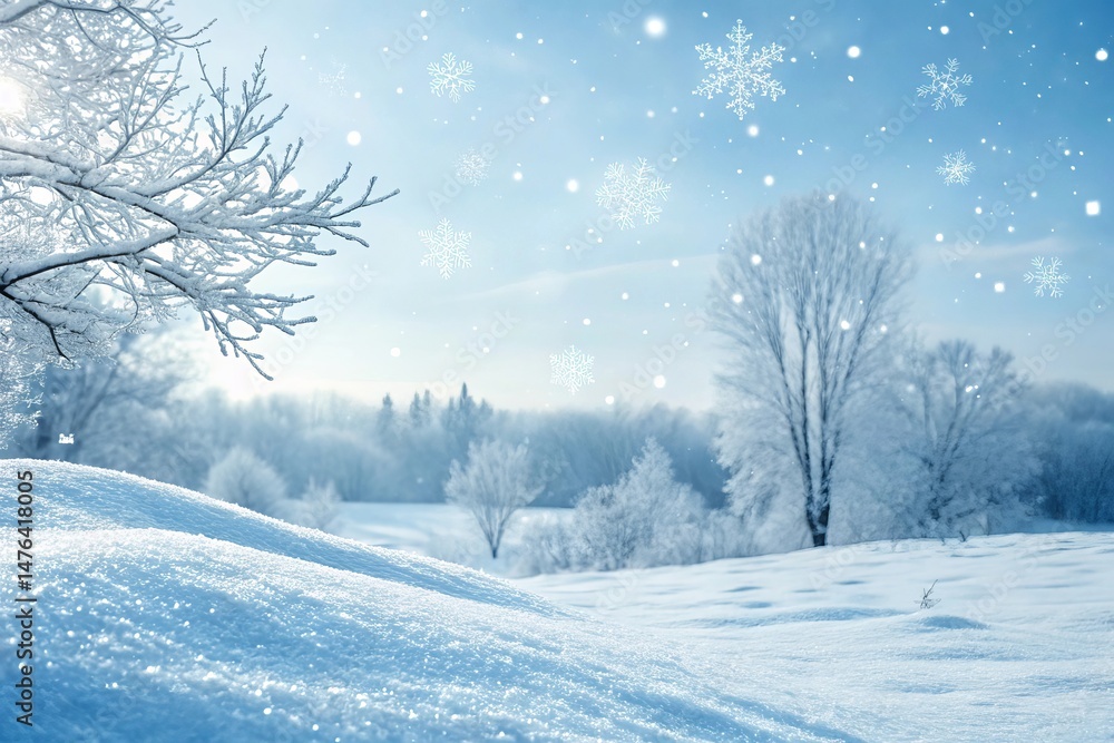 Obraz premium Serene Winter Landscape with Snowflakes