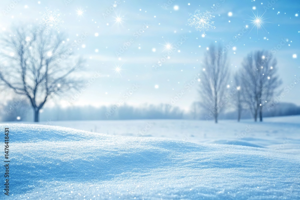 Fototapeta premium Serene Winter Landscape with Snowflakes