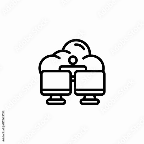 cloud connected computers icon sign vector