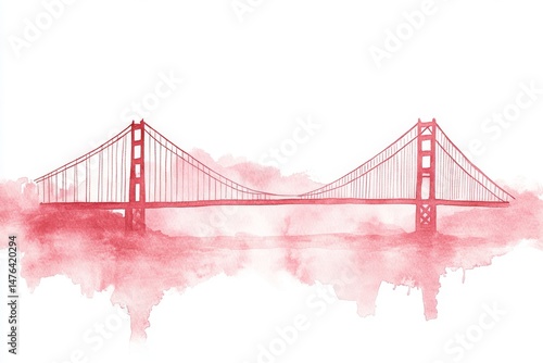 Watercolor sketch of the Golden Gate Bridge