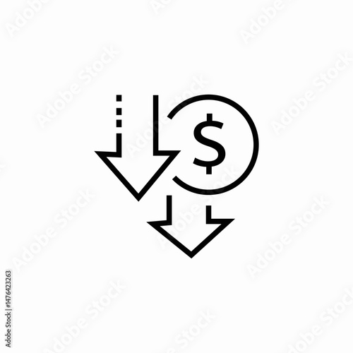 dollar arrows down icon sign vector