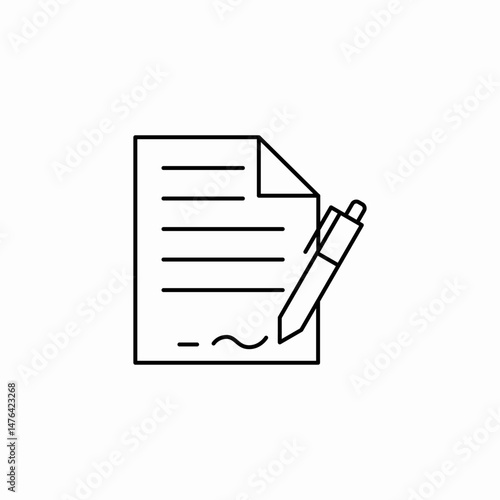 document signature pen icon sign vector