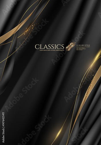 Elegant Black Satin with Golden Accents.