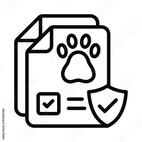 Pet Insurance Vector outline icon. Eps10 file 
