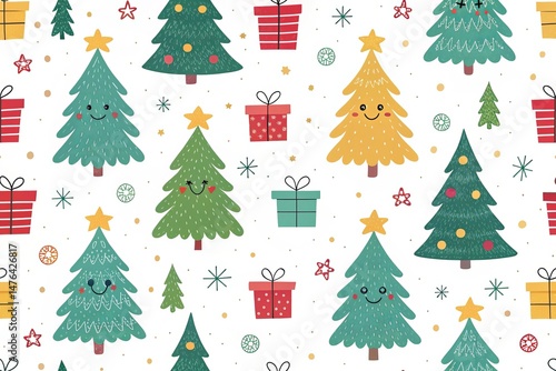 Cheerful Cartoon Christmas Pattern