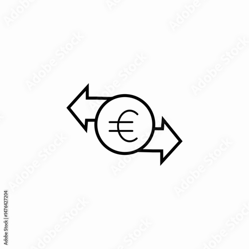 euro transfer arrows icon sign vector