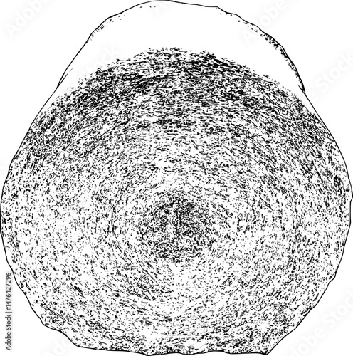 Round hay bale line art