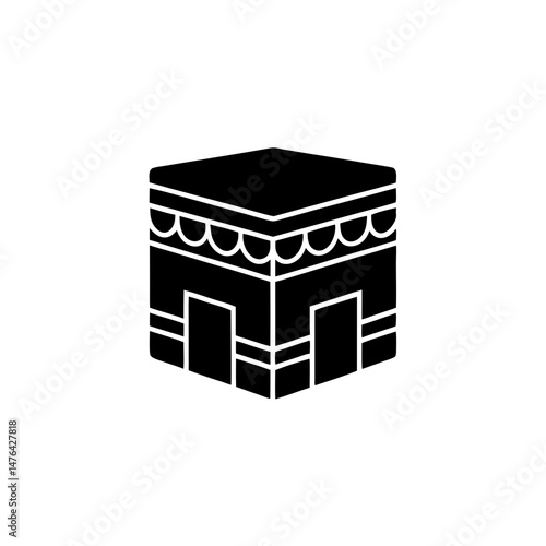 creative details Outline silhouette Kaaba icon vector illustration