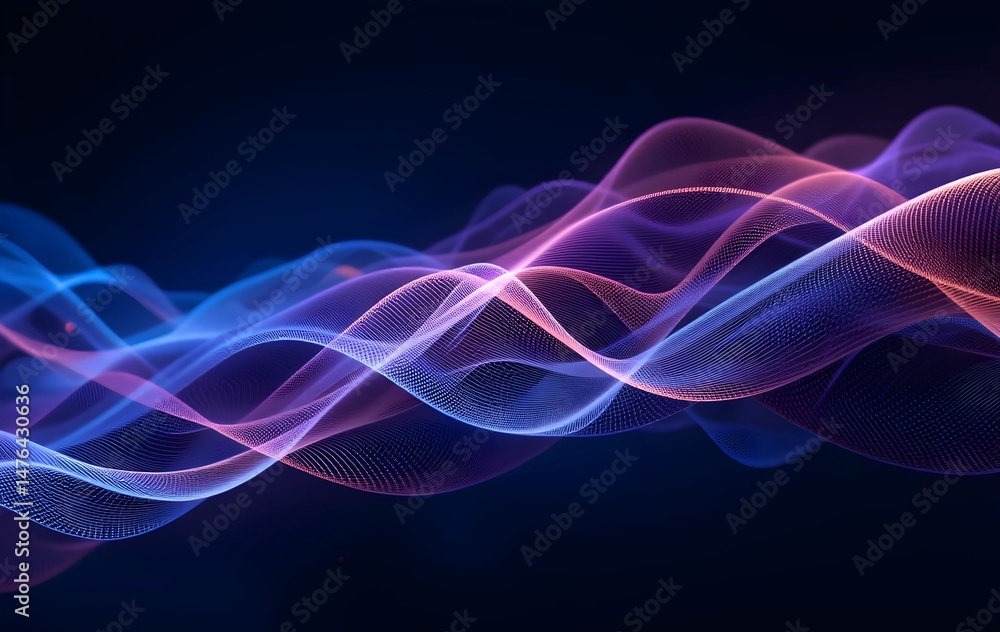 Obraz premium Abstract Tech Waveform Background in Deep Blue and Purple Gradient
