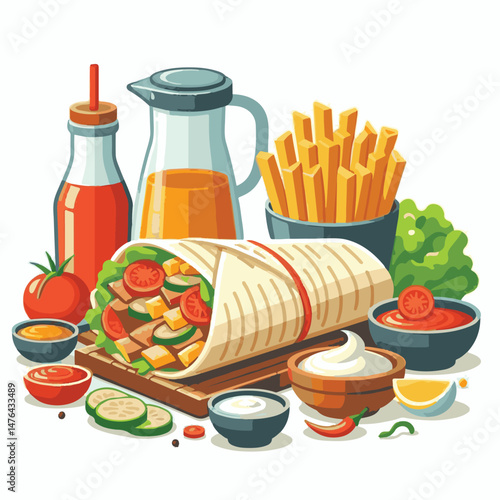 meat, meal, grilled, dinner, delicious, lunch, food, chicken, fast, restaurant, shawarma, cuisine, beef, sandwich, grill, snack, background, isolated, bread, turkish, wrap, dish, fresh, kebab, salad, 