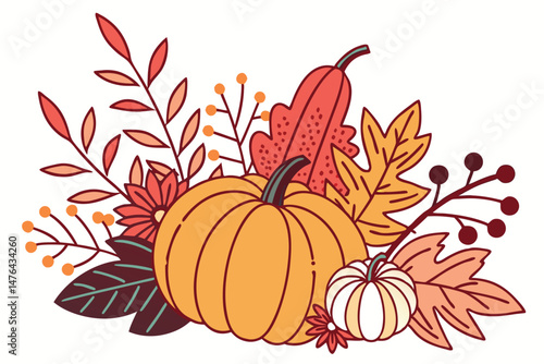 68 autumn floral arrangement, colorful autumn leaves, fall botanicals, decorative pumpkins, natural fall decor, warm autumnal palette, textured foliage, seasonal harvest display, cozy autumnal still l