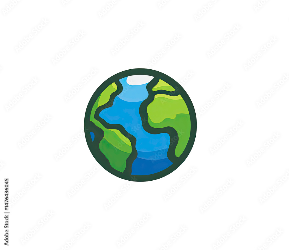 Fototapeta premium Stylized Earth Globe Icon on Transparent Background.