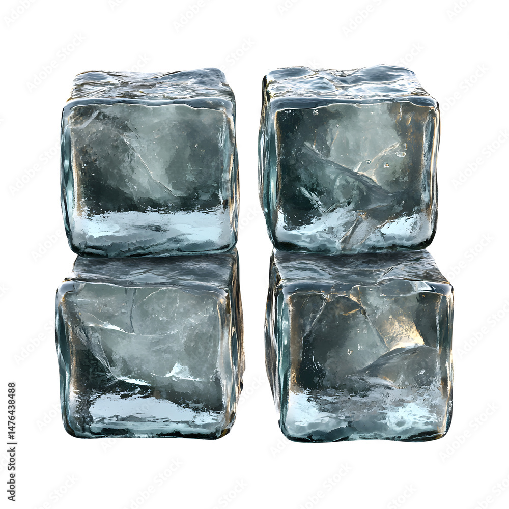 Obraz premium ice cubes png frozen water clear ice four ice cubes wet ice cubes square ice studio shot ice png isolated in transparent