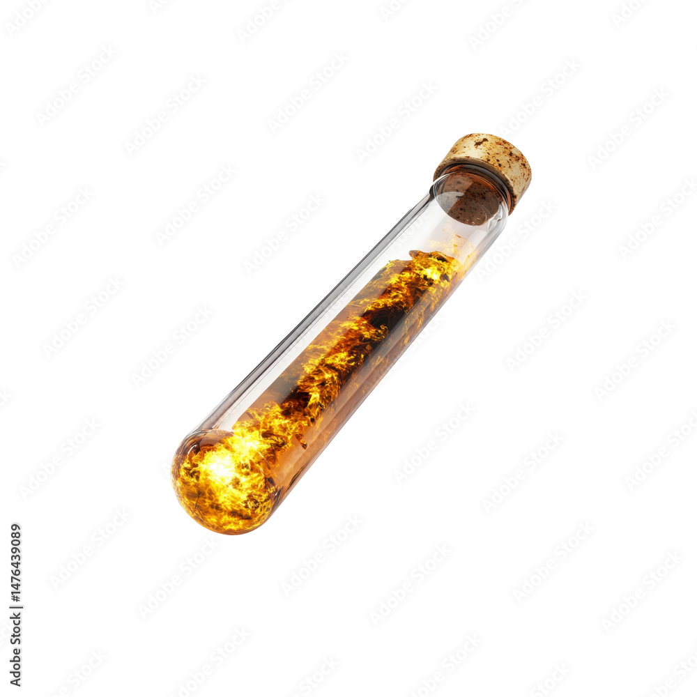 Fototapeta premium Trapped Inferno Fire Contained in Glass Test Tube