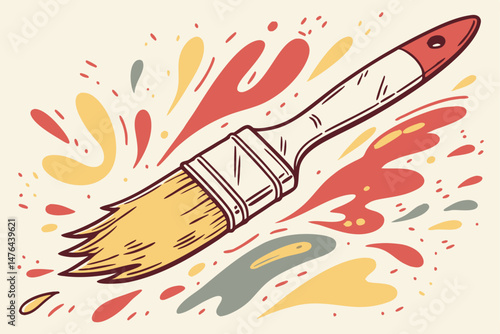 69 paintbrush, paint, color splash, creative composition, textured background, abstract art, vibrant hues, artistic expression, dynamic movement, energetic strokes