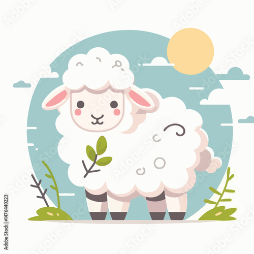 animal, sheep, agriculture, farm, livestock, lamb, countryside, mammal, nature, wool, white, farming, grass, cute, domestic, illustration, rural, graphic, pasture, field, vector, cattle, isolated, ani