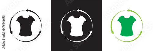 Sustainable fashion icon.  Vector for websites, mobile interfaces, presentations, banner, visual branding etc. Vector illustration. isolated on white and black background. EPS 10