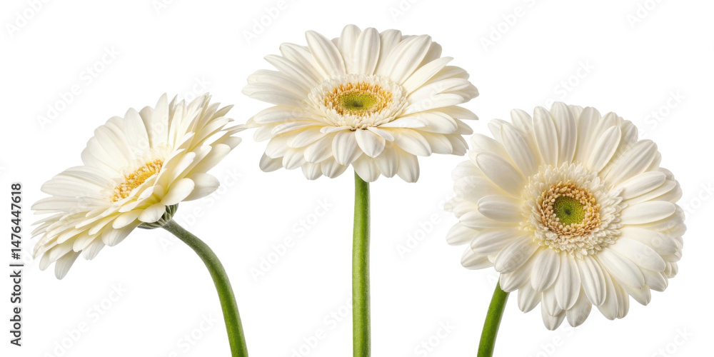 Obraz premium Beautiful gerbera daisies bloom gracefully, showcasing their delicate petals and vibrant centers, perfect for brightening any space