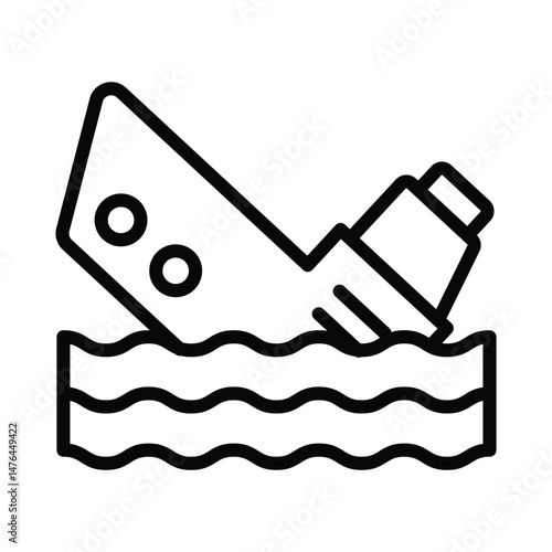 Sinking Vector outline icon. Eps10 file 