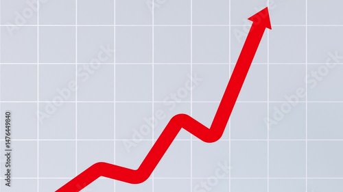 Red Arrow Showing Upward Growth Trend on Financial Graph