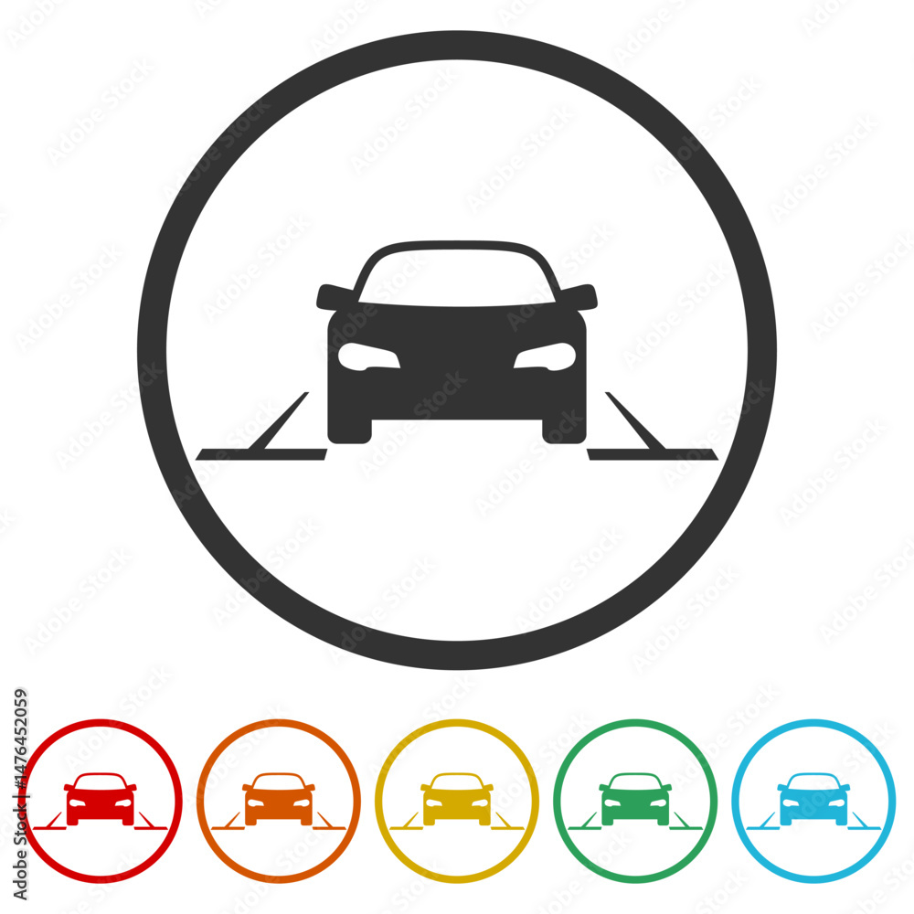 Obraz premium Parking lot design icon. Set icons in color circle buttons