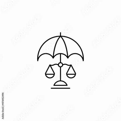 justice scale umbrella icon sign vector