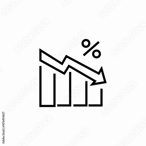 percentage decrease chart icon sign vector