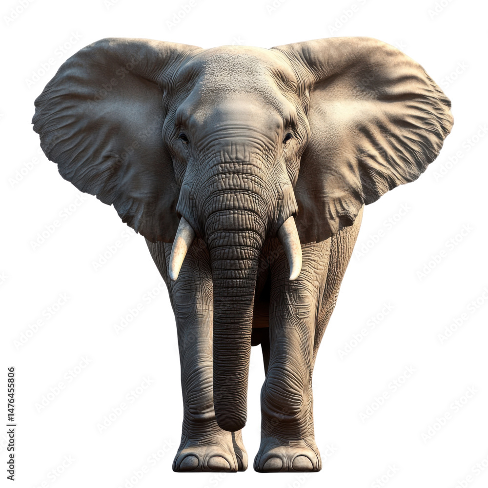 Fototapeta premium african elephant on white background, majestic portrait