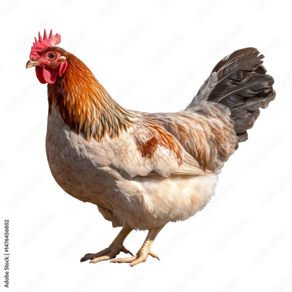 Fototapeta premium brown and beige hen isolated on white background