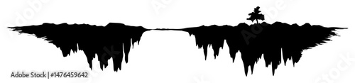 floating island silhouette with trees and cliff edges
