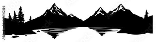 mountain lake landscape with reflection and trees