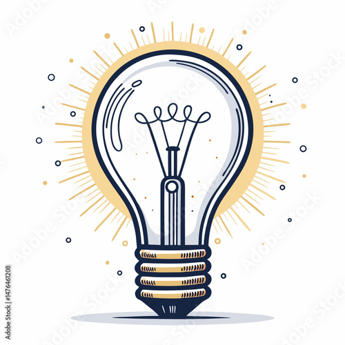 Create a bold, vector illustration of a conceptual lightbulb, emphasizing strong strokes and vibrant color.  The design should be modern and minimalist.